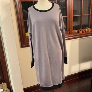 New 100%!organic cotton.  Chic Long Sleeve Gray Dress with Black Accents.